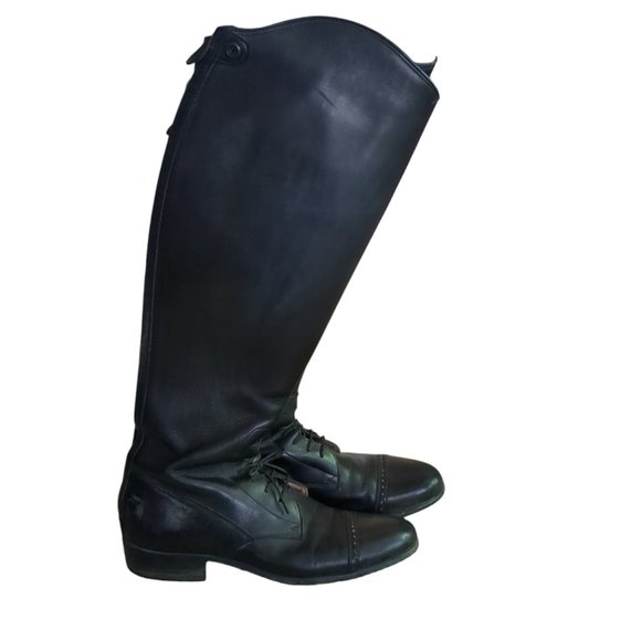 Manhattan Saddlery Custom Made Leather Riding Equestrian Boots Lace Up Black 9 - Picture 4 of 8